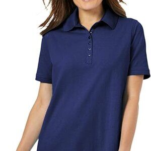 Woman Within Navy Short-Sleeve Polo Tunic